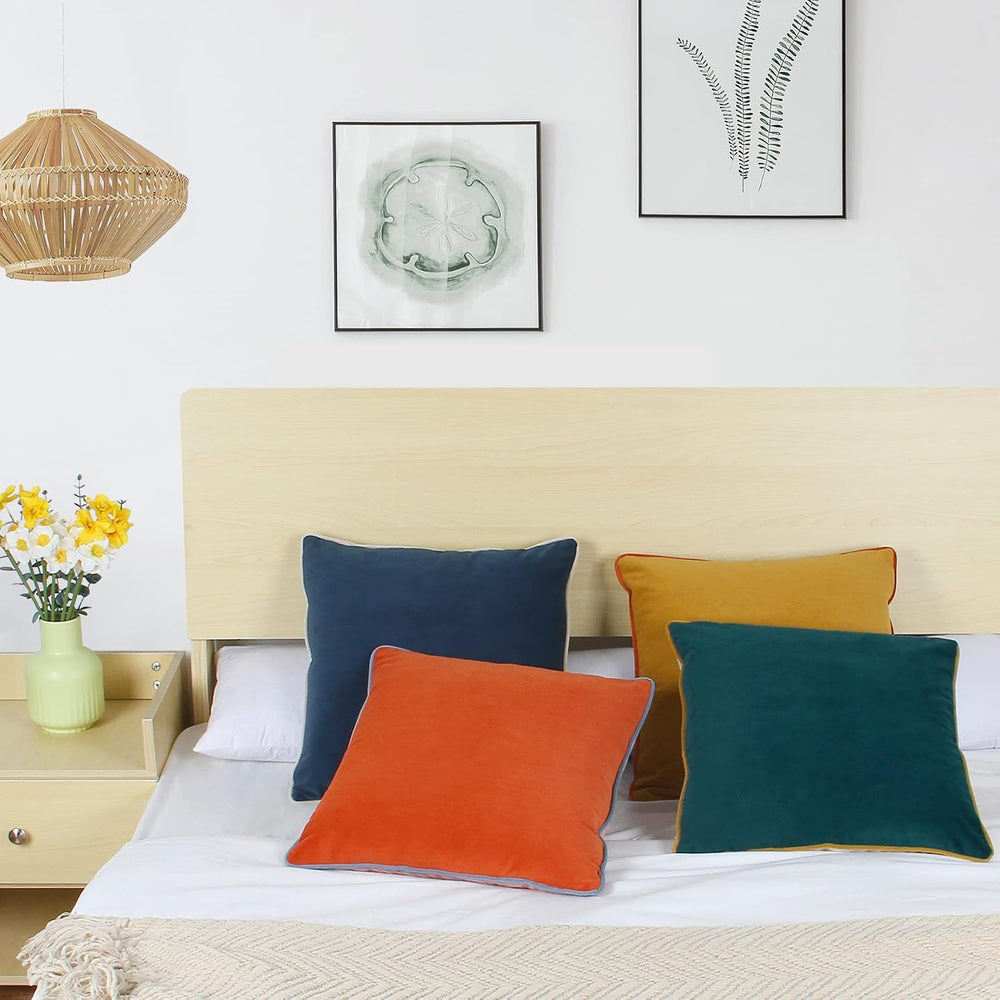 Velvet Throw Pillow Covers 20x20 Inch Set of 4 Decorative Velour Pillowcases ...