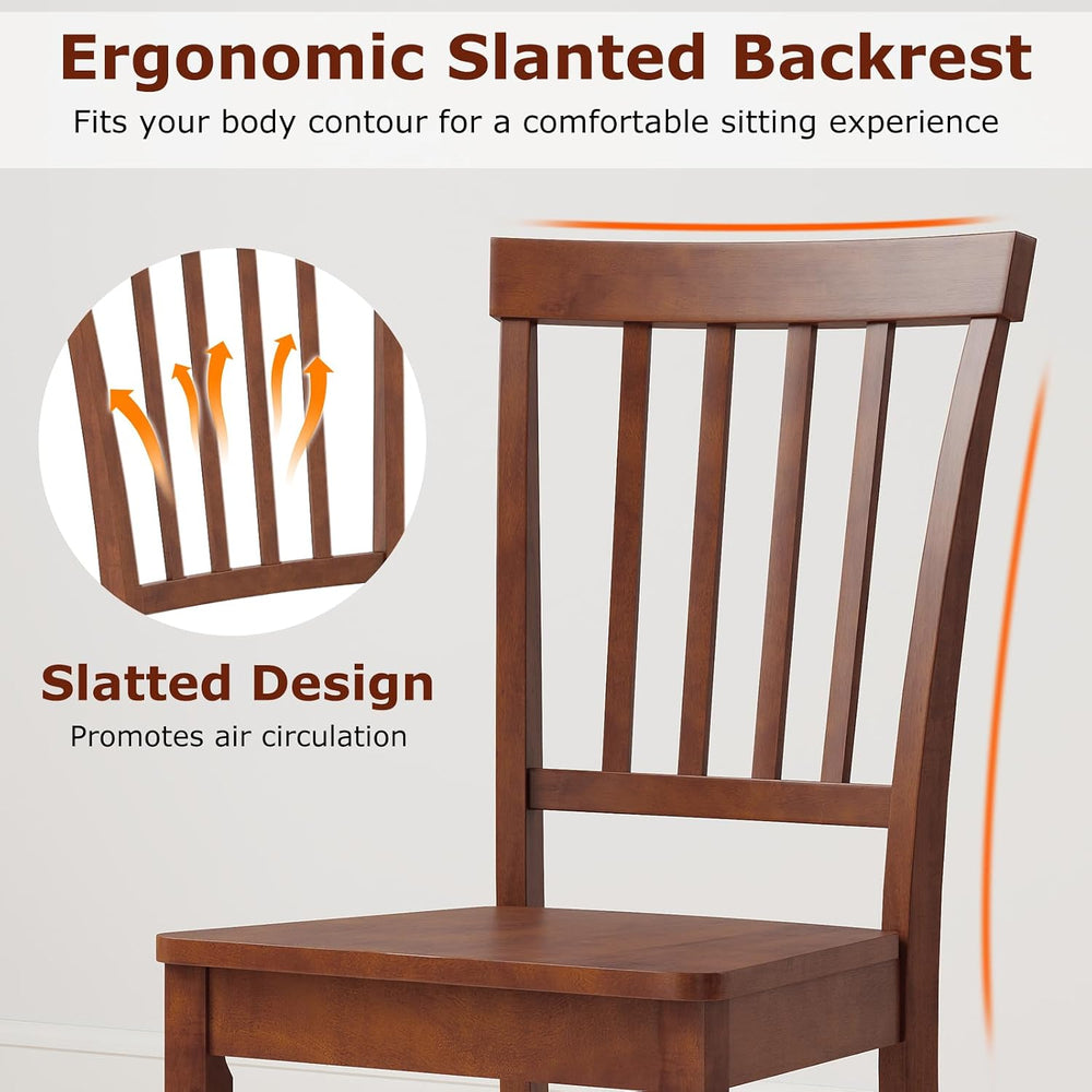 GIANTEX Wood Dining Chair Set of 2, Farmhouse Wooden Dining Side Chair with H...