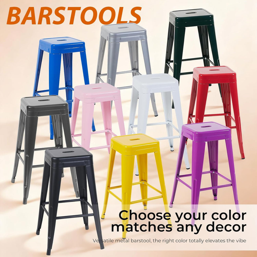 Daisy Yellow Metal Bar Stools Set of 2, 30" inch