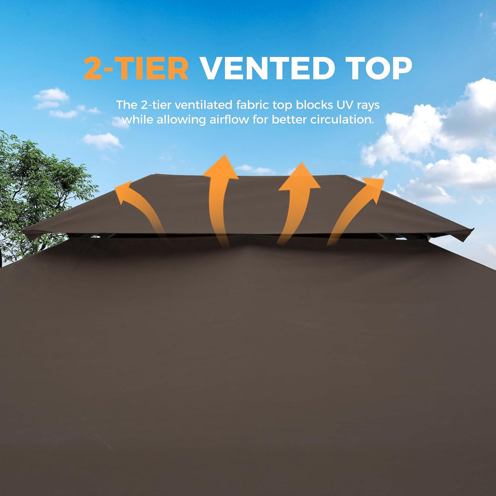 HAPPATIO Patio Gazebo 10' X 12', Ventilated Double Roof & Mosquit...
