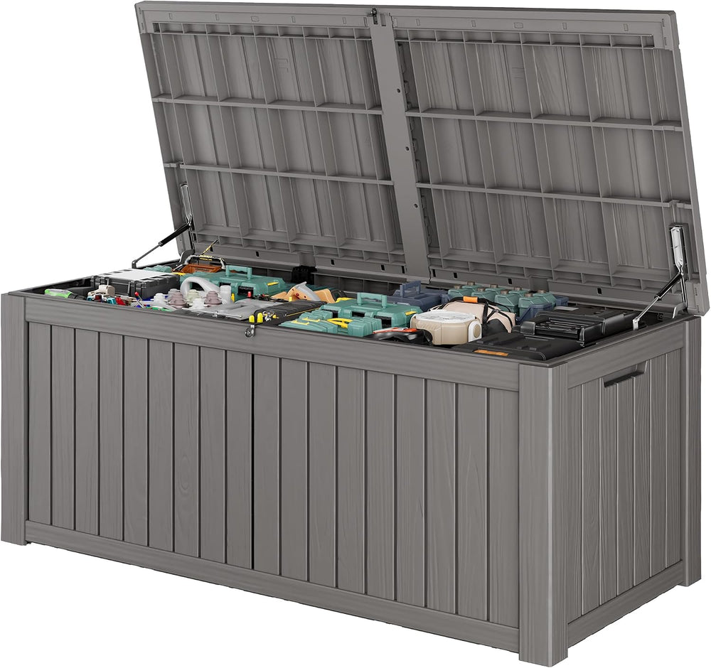 Outdoor Storage Waterproof Deck Box for Patio (220 Gallon, Grey)