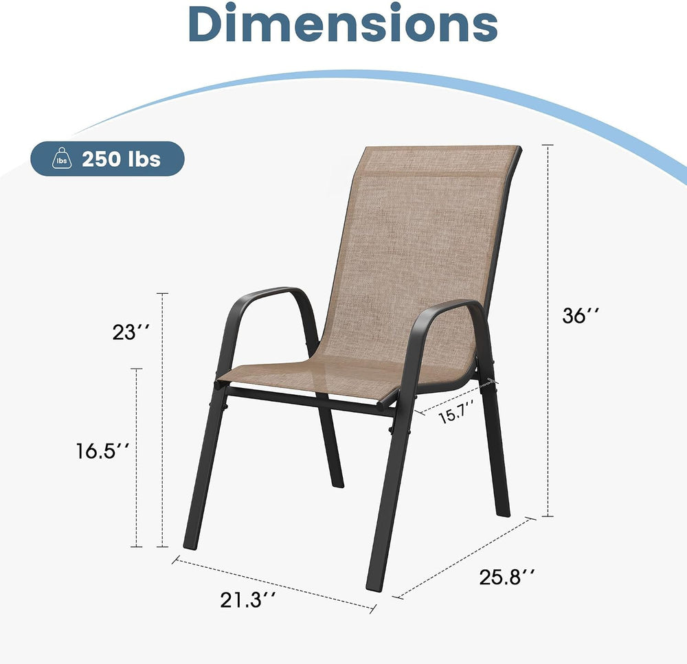 DIFY Patio Chairs Set of 6, Stackable Outdoor Dining Chairs Set with Breathab...