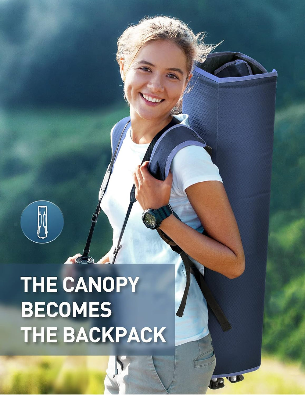 Docusvect Beach Chair with Canopy Shade - Canopy is the Backpack