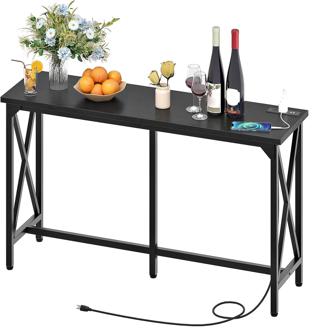 CHOEZON 55'' Bar Table, Kitchen Dining Table with Power Outlet and Fo...
