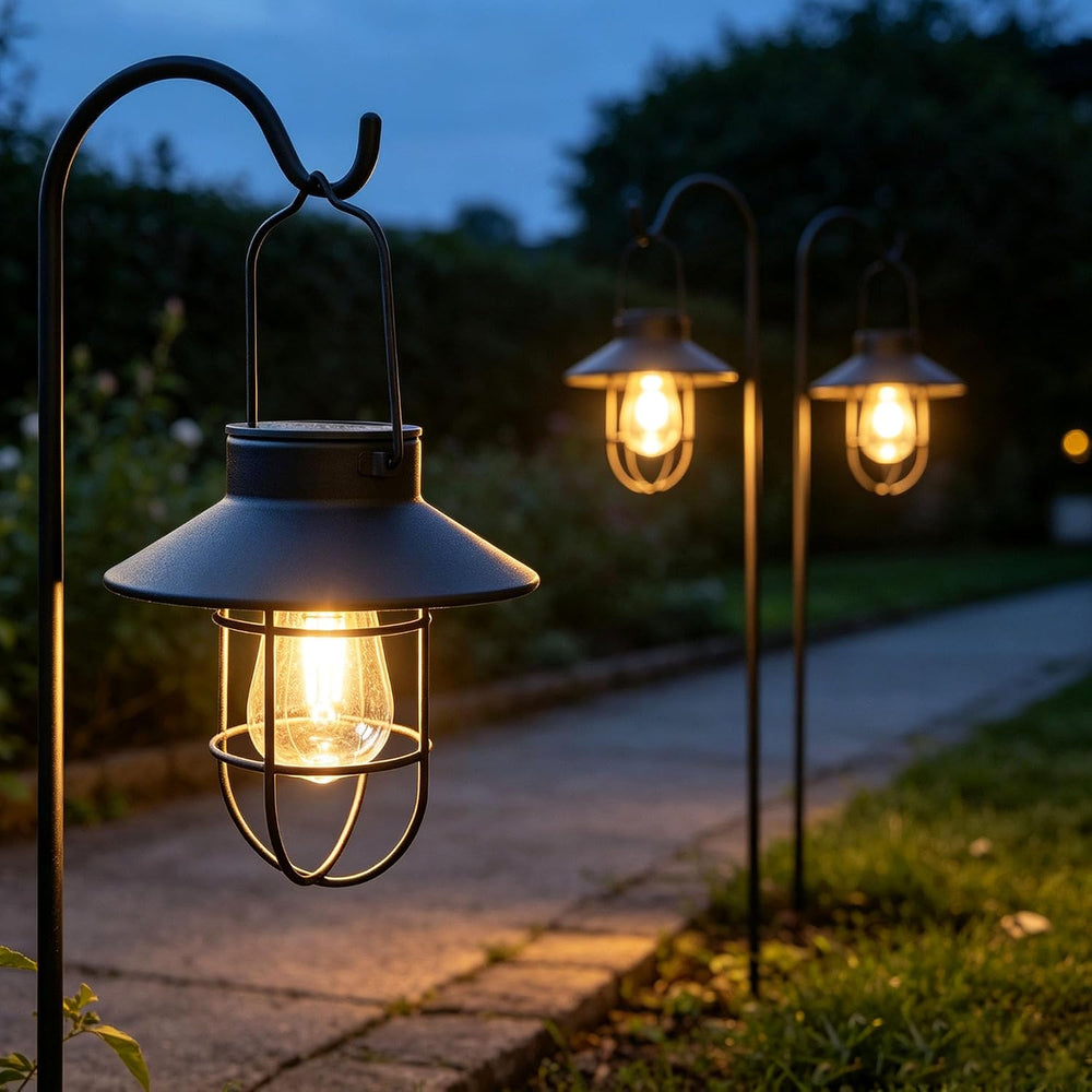 Solar Lantern 2pack Outdoor Hanging Light- Waterproof Vintage Metal Light wit...