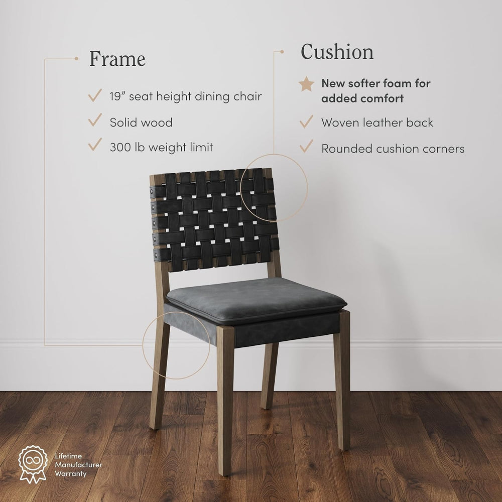 Nathan James Cohen 19 in. Wood Dining Chair, Mid-Century Modern Upholstered S...
