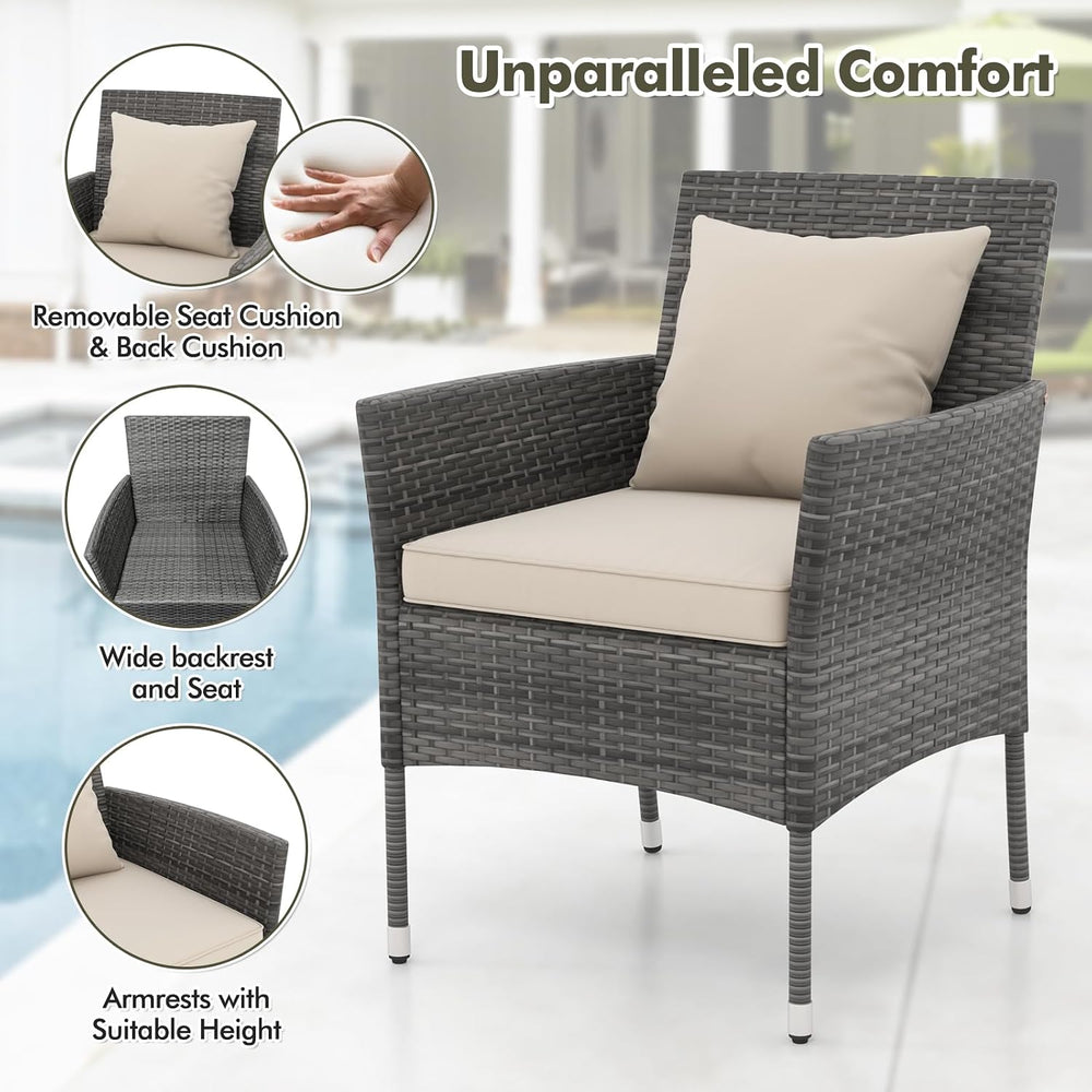 DORTALA Wicker Patio Furniture Set 3 Piece, Small Outdoor Table & Chairs ...