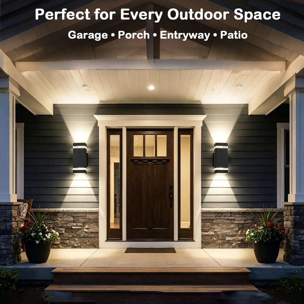 iYogaled Up and Down Outdoor Wall Lights, 2 Pack Black Modern Porch Lights
