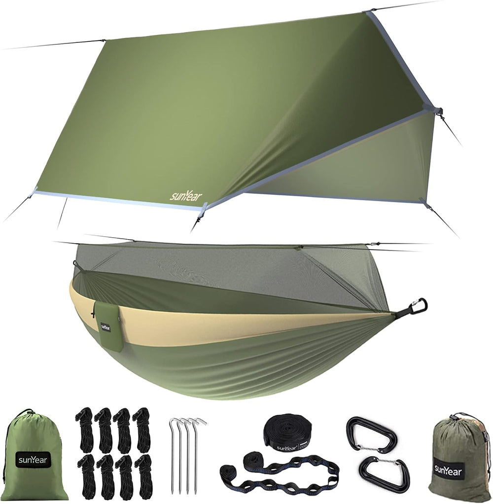 Sunyear Camping Hammock, Portable Single & Double Hammock with Net, 2 Per...