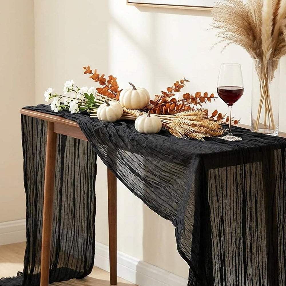 AGIRL 6 Pack Black Cheesecloth Table Runner 10FT Boho Gauze Halloween Decor