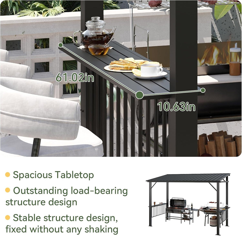 Aoxun 12x6FT Hardtop Gazebo, Grill Gazebo with Sloping Steel Roof, Black
