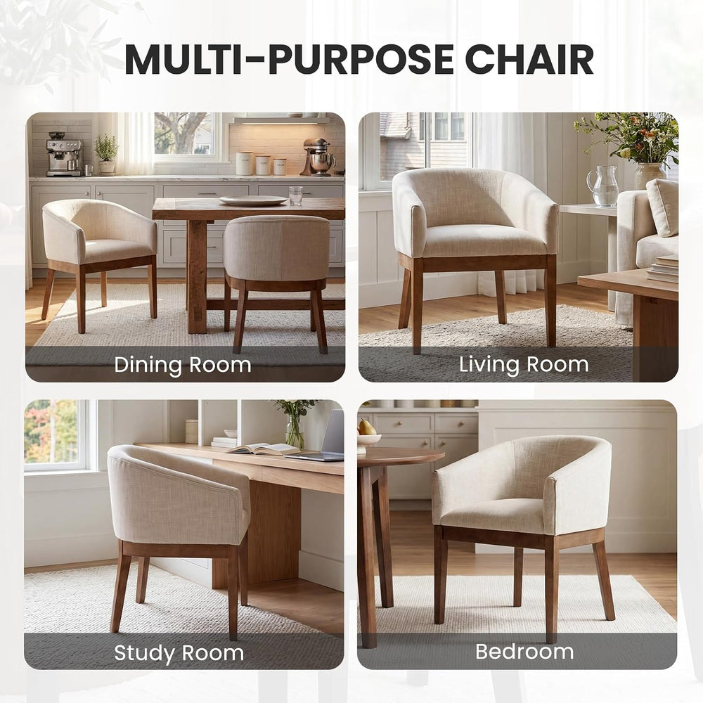 RIVOVA Upholstered Dining Chairs Set of 4 Modern Linen Dining Room Chairs Cur...