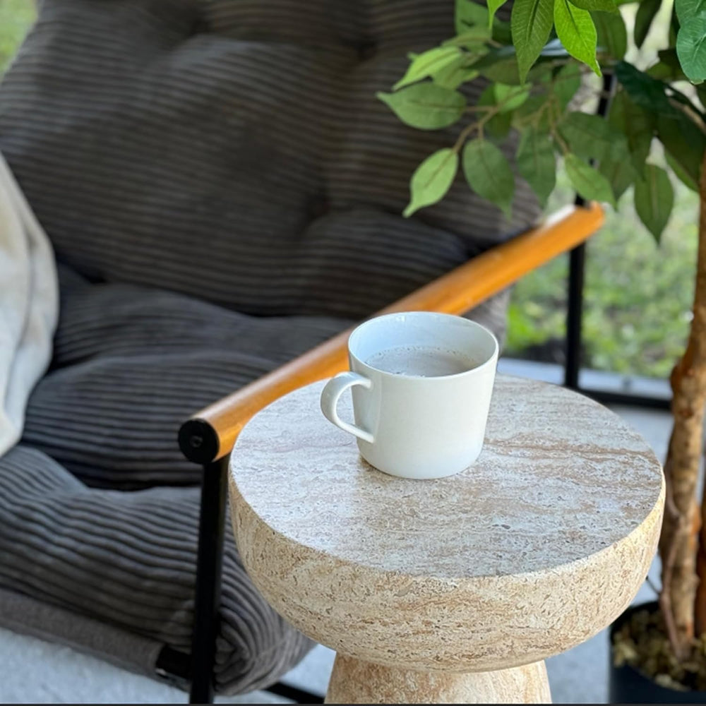 24" Side Table Outdoor, Large Modern Geometric End Table