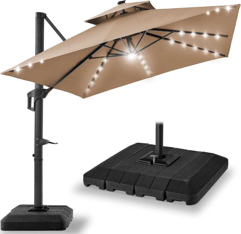 Best Choice Products 10x10ft Cantilever Patio Umbrella w/Base Included, Solar...