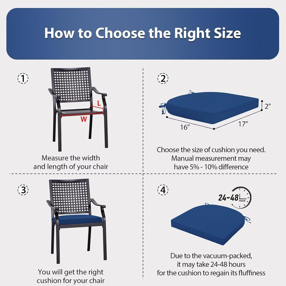 Outdoor Chair Cushions Set of 4, 17 x 16 Inch Patio Chair Cushions for Outdoo...