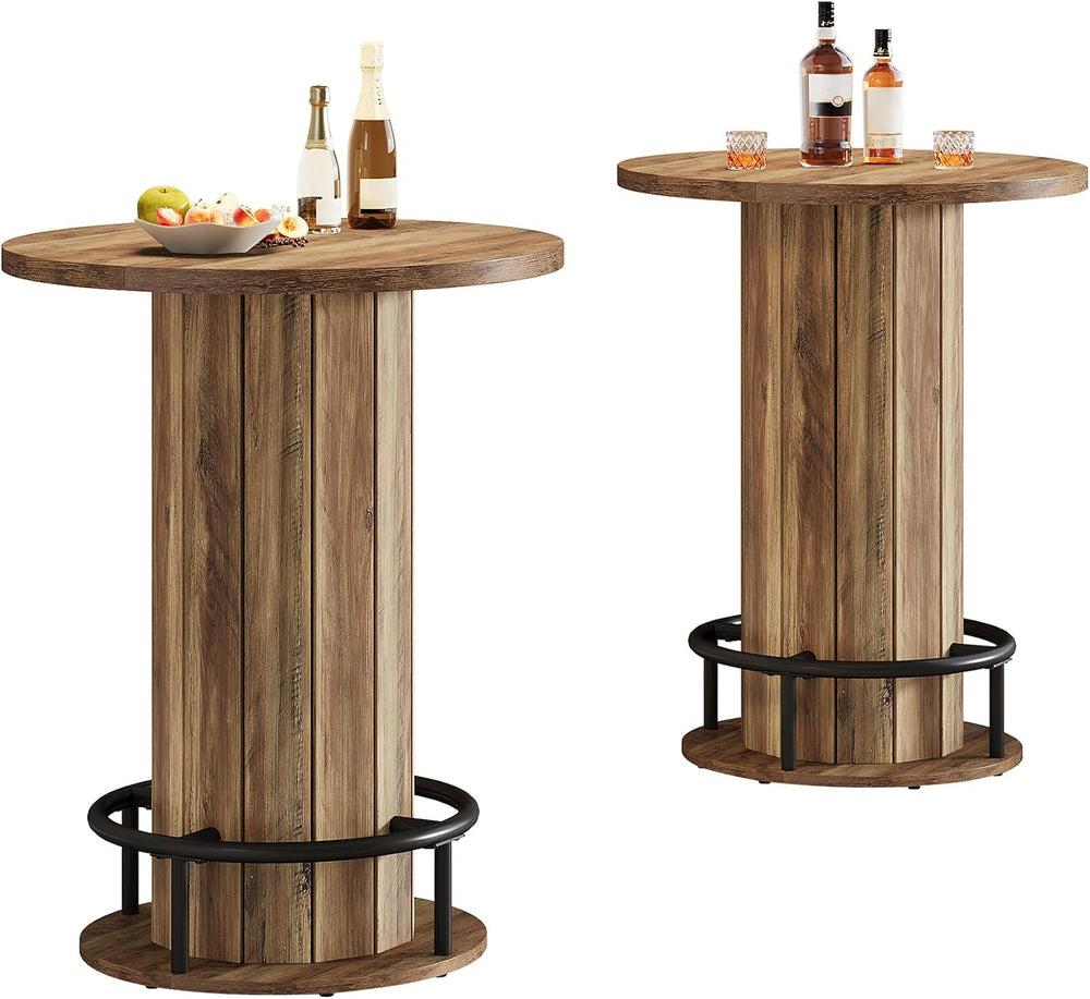 Tribesigns Round Dining Table Set of 2, Bar Height Commercial Kitchen Table w...