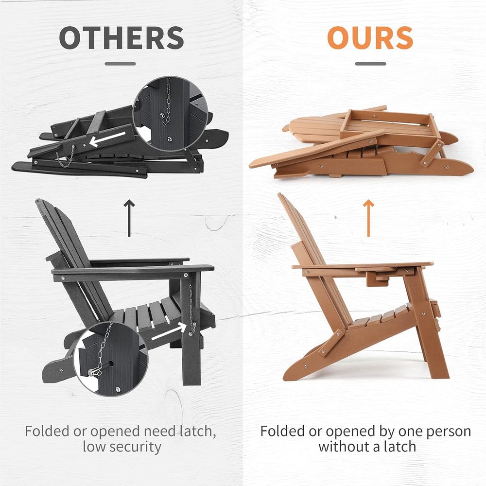 FUNBERRY Oversized Folding Adirondack Chair, Fire Pit Chairs 400LBS