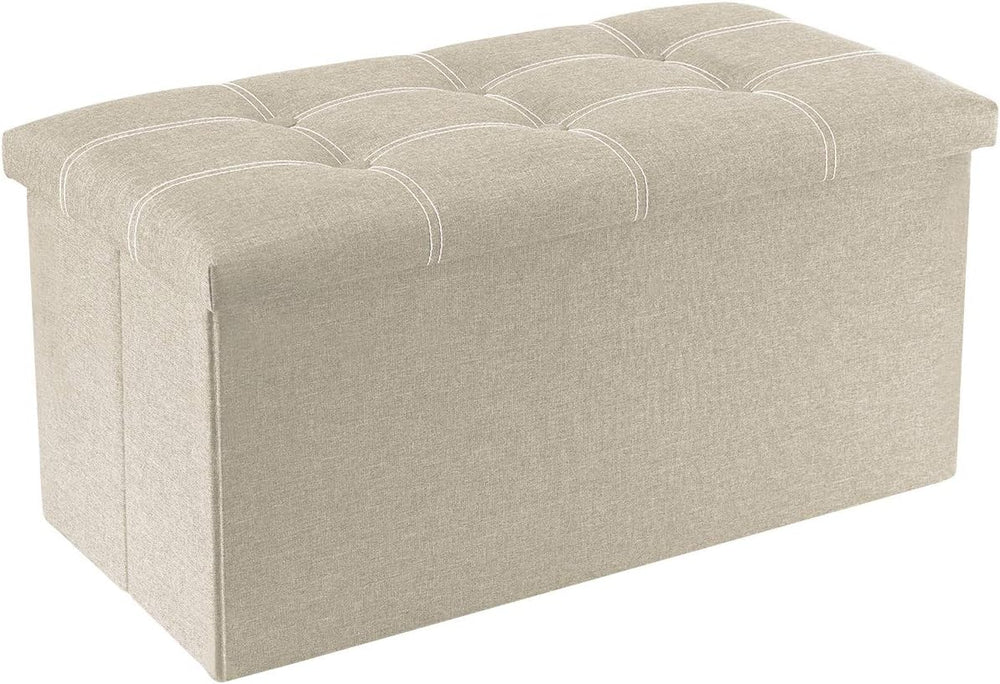 YOUDENOVA Ottoman with Storage, 30" Storage Ottoman Bench, Linen Beige