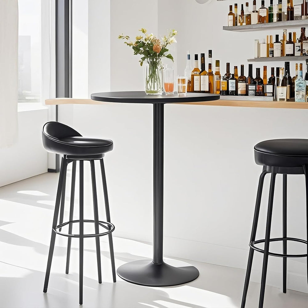 Modern Bistro Table 40 Inch Height, 23.6" Round Bistro Pub, Black Bar He...