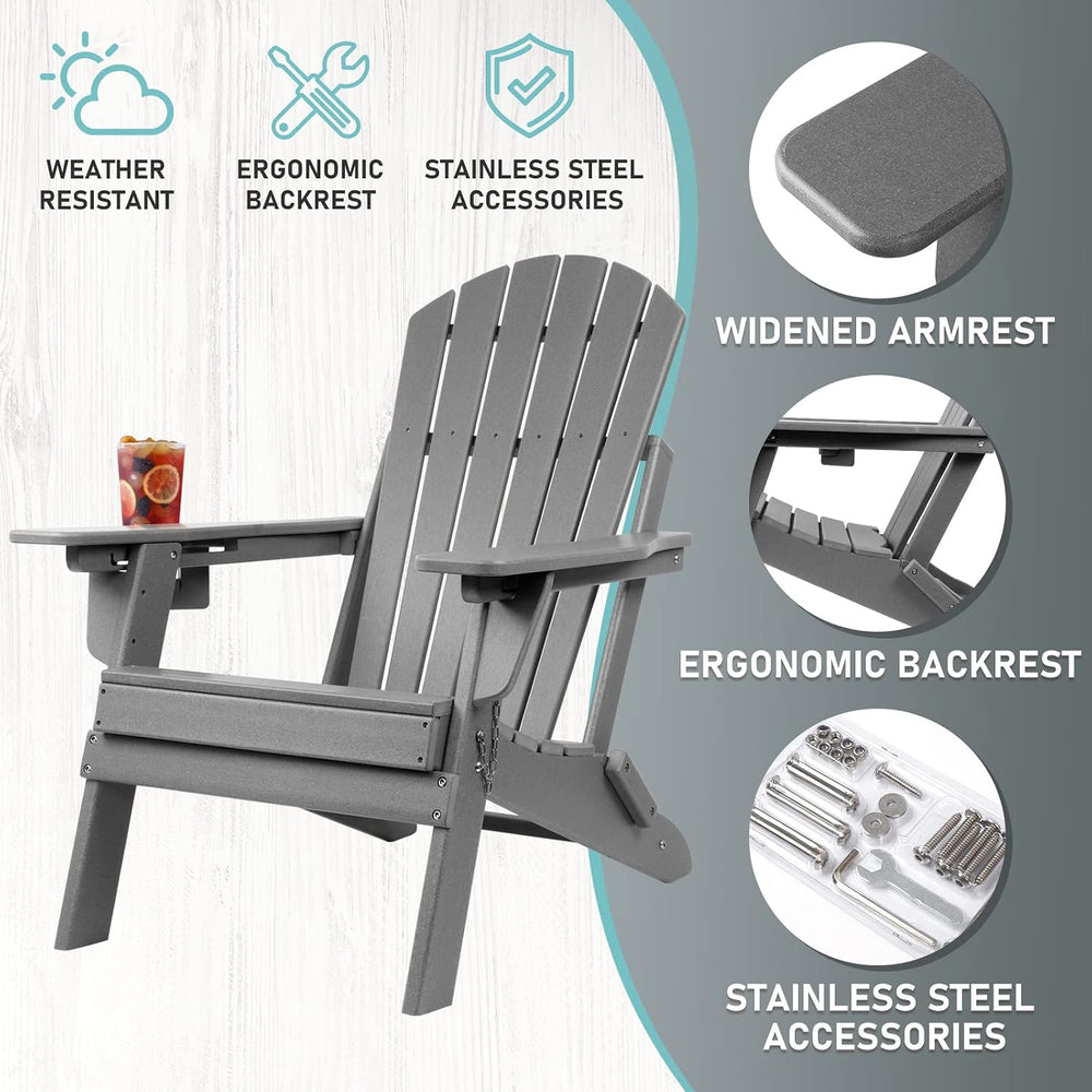 FUNBERRY Oversized Folding Adirondack Chair with Adjustable Backrest 400LBS