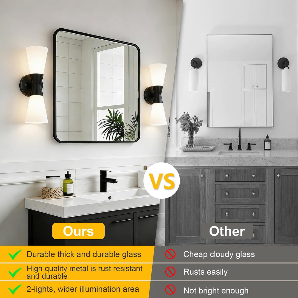 Wall Sconces Set of 2 for Bathroom, Modern Indoor Vanity Light Fixtures 15&qu...
