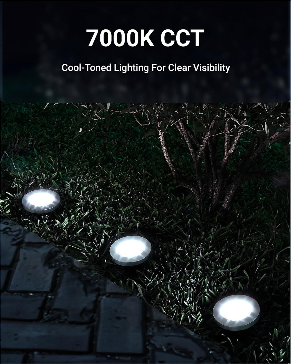 Sunco 12 Pack Outdoor Solar Pathway Lights, Dusk to Dawn, 7000K