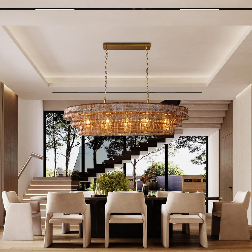 YIOSI Large Chandelier, 54" Gold Rectangular Drum Chandeliers for Dining...