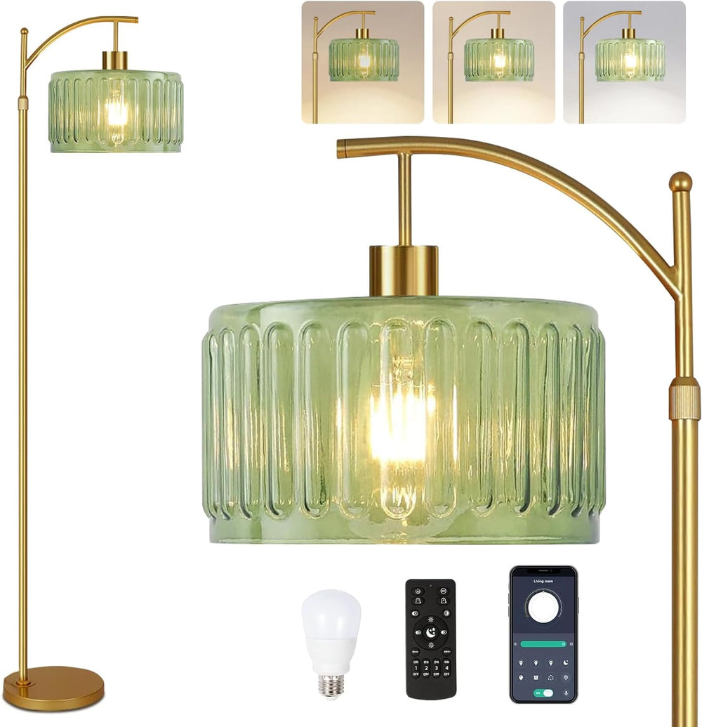 QIYIZM Floor Lamp for Living Room,Bedroom,Gold Dimmable Standing Lamp with Re...