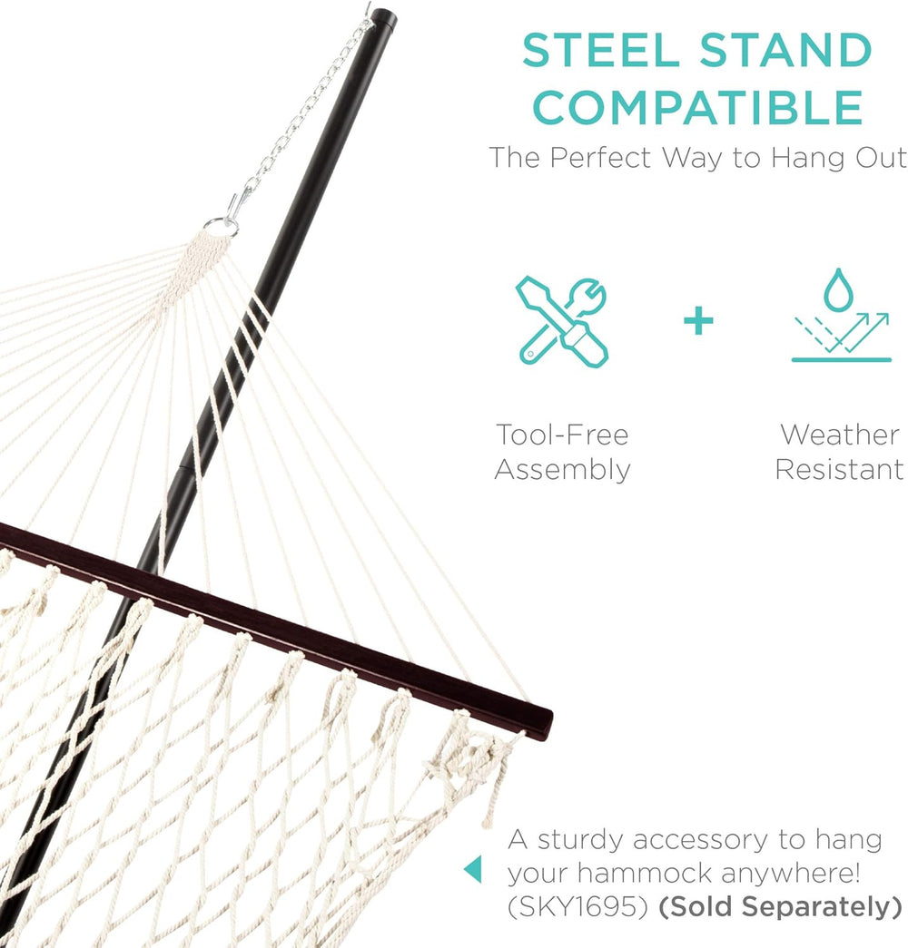 Best Choice Products 2-Person Double Hammock, Outdoor Woven Cotton Rope Hammo...