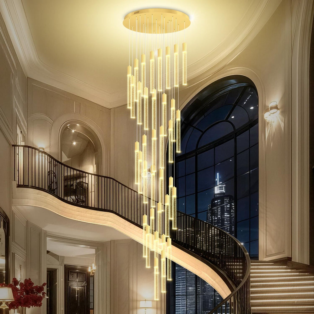 36-Light 200" High Ceiling Chandelier Long Spiral LED Dimmable Chandelie...