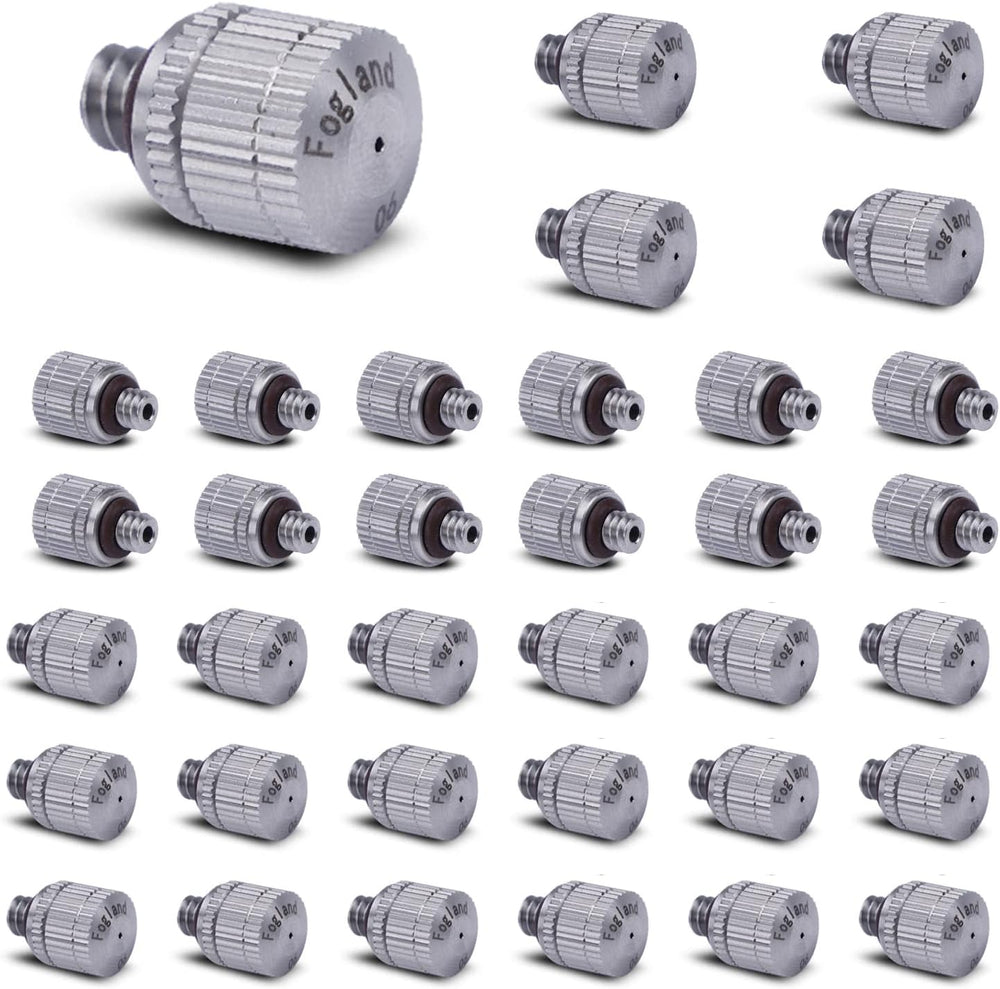 Fogland Stainless Steel Misting Nozzles, 35 Pack, 0.024" Orifice Mist Heads