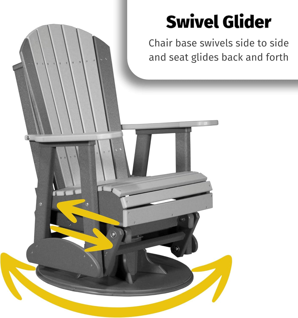 LuxCraft 2' Adirondack Swivel Glider - Available in 14 Colors, Cedar and ...