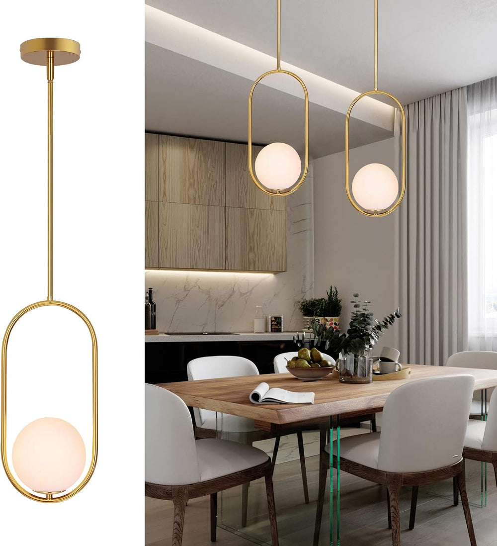 Modern Pendant Lighting Gold Hanging Light Fixture for Sloped Ceiling,Brass P...