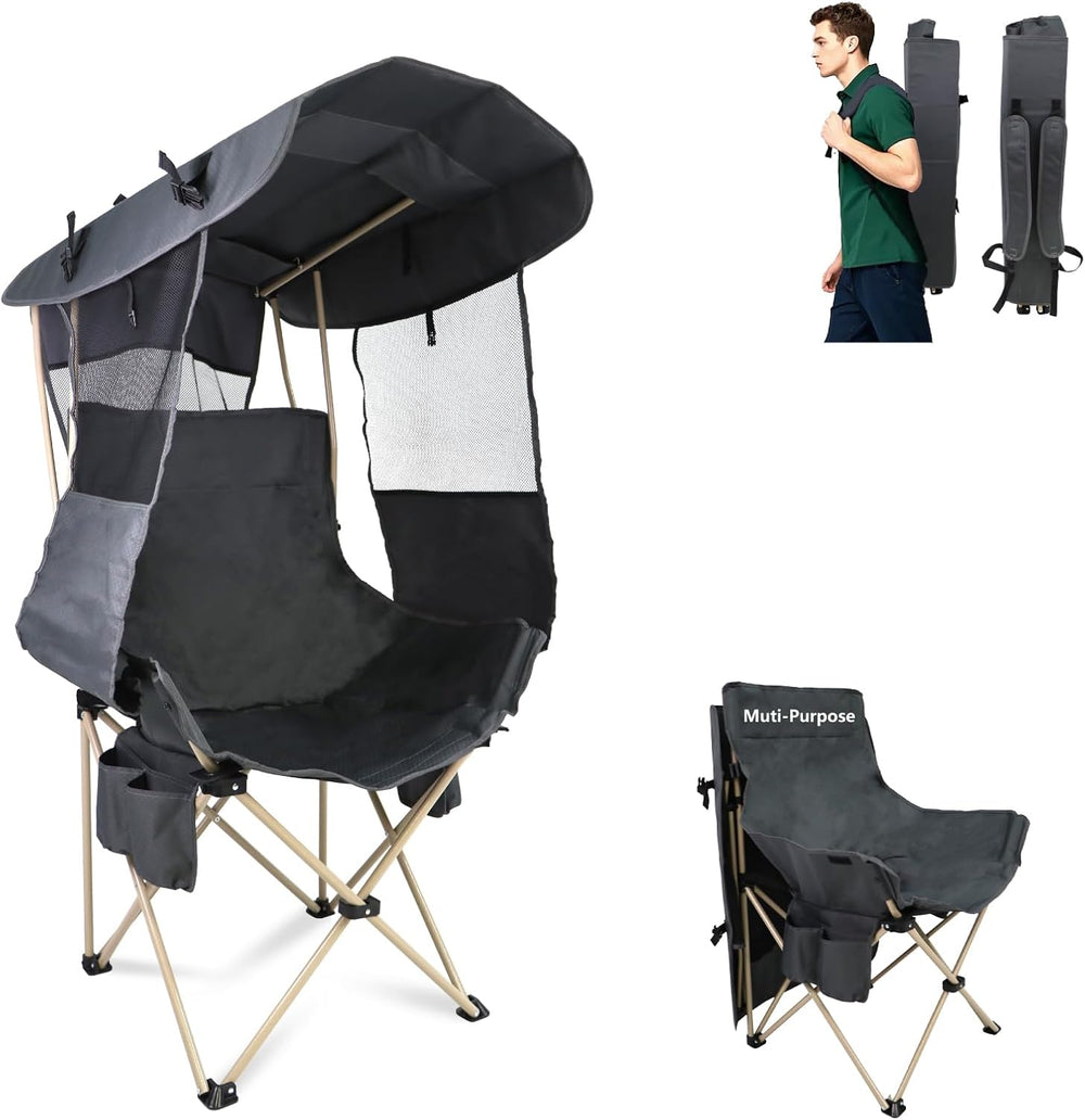 Folding Camping Chairs Canopy Outdoor: Sports Portable Beach Chair with Canop...