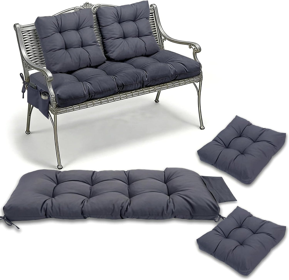 Yddsky 3Pcs Wicker Chair Cushion Sets for Patio Furniture,Grey,47*19*4''
