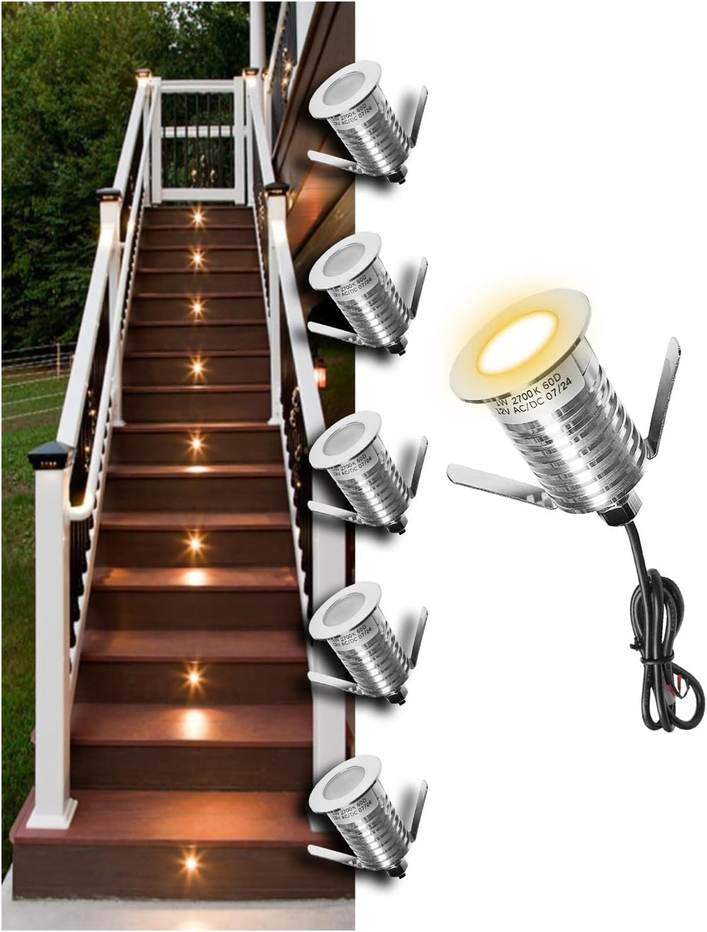 MALORY 1W Recessed Low Voltage Deck Light 6 Pack 1.4 Inch