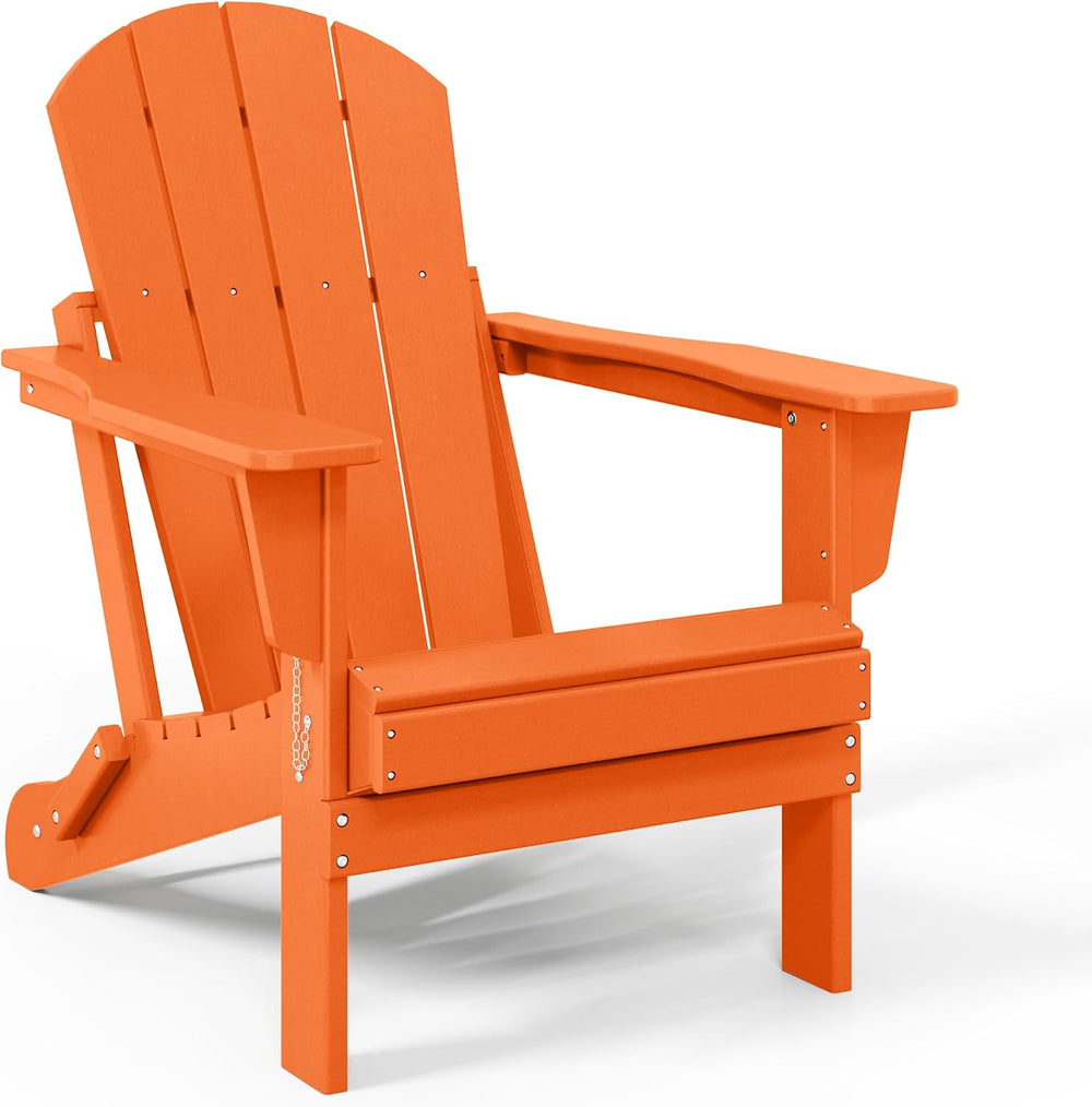 WestinTrends Malibu Outdoor Patio HDPE Folding Adirondack Chair, Orange