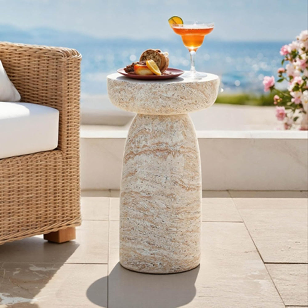 24" Side Table Outdoor, Large Modern Geometric End Table