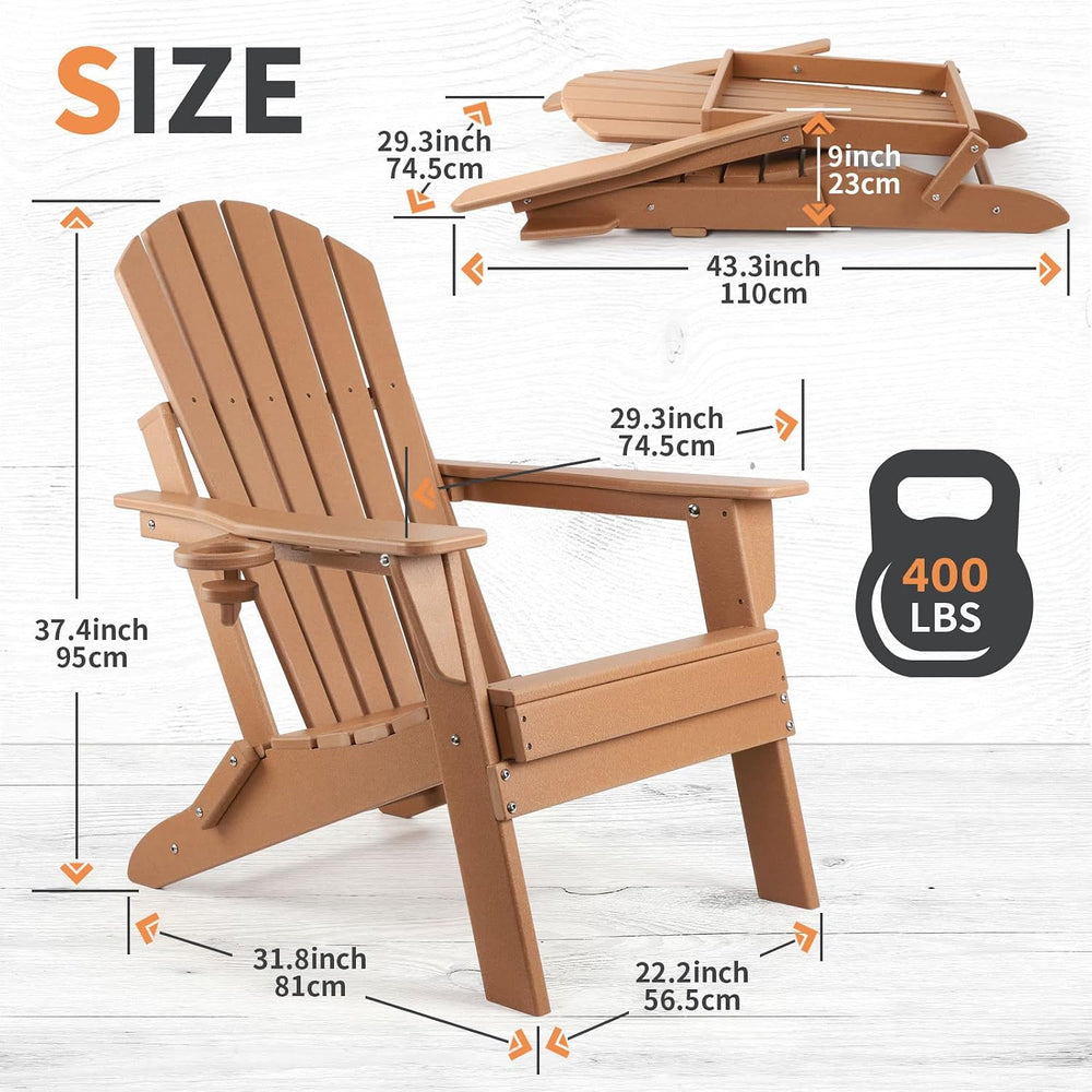 FUNBERRY Oversized Folding Adirondack Chair, Fire Pit Chairs 400LBS