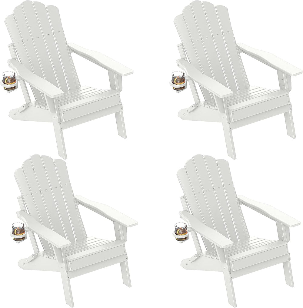 FOOWIN Adirondack Chair Set of 4, Folding HDPE Patio Chairs with Cup Holder, ...