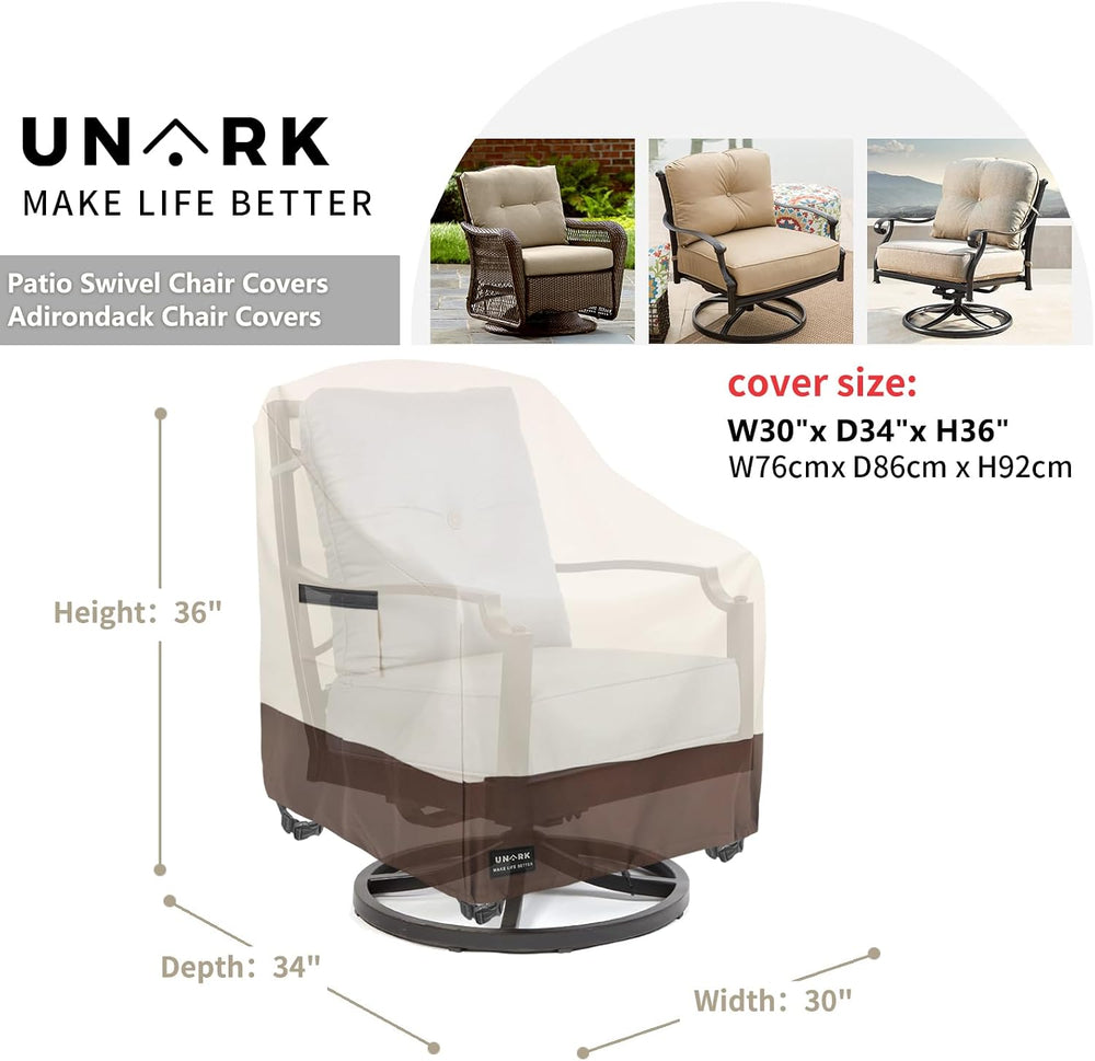 Outdoor Swivel Chair Covers Waterproof 2 Pack, Outdoor Chair Covers Patio Fur...