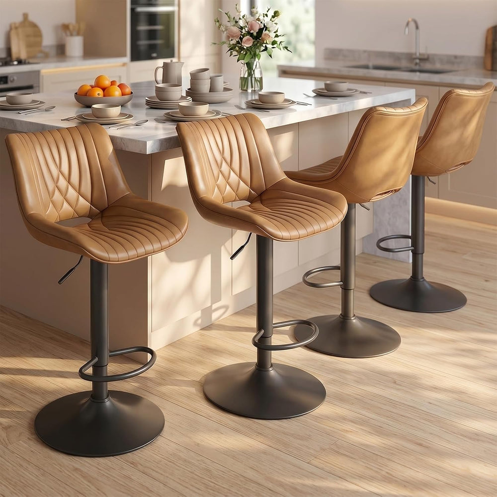 Swivel Bar Stools Set of 4, Height Adjustable Counter Height Bar Stools with ...