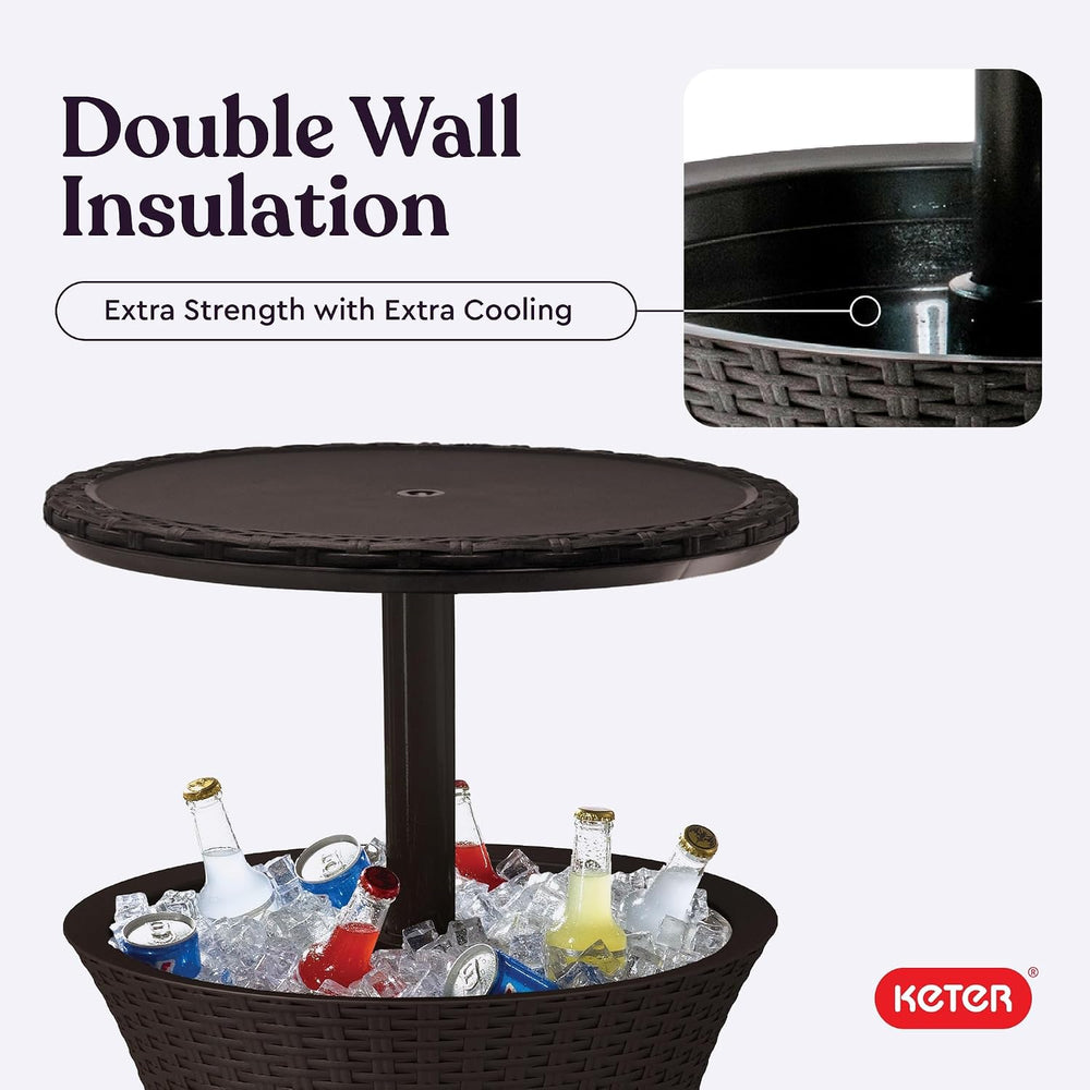 Keter Pacific Cool Bar Outdoor Patio Furniture and Hot Tub Side Table with 7....