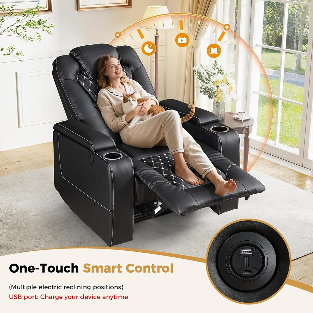 ANJ Power Recliner Chair Set of 3, Electric Soft Faux Leather Reclining Home ...