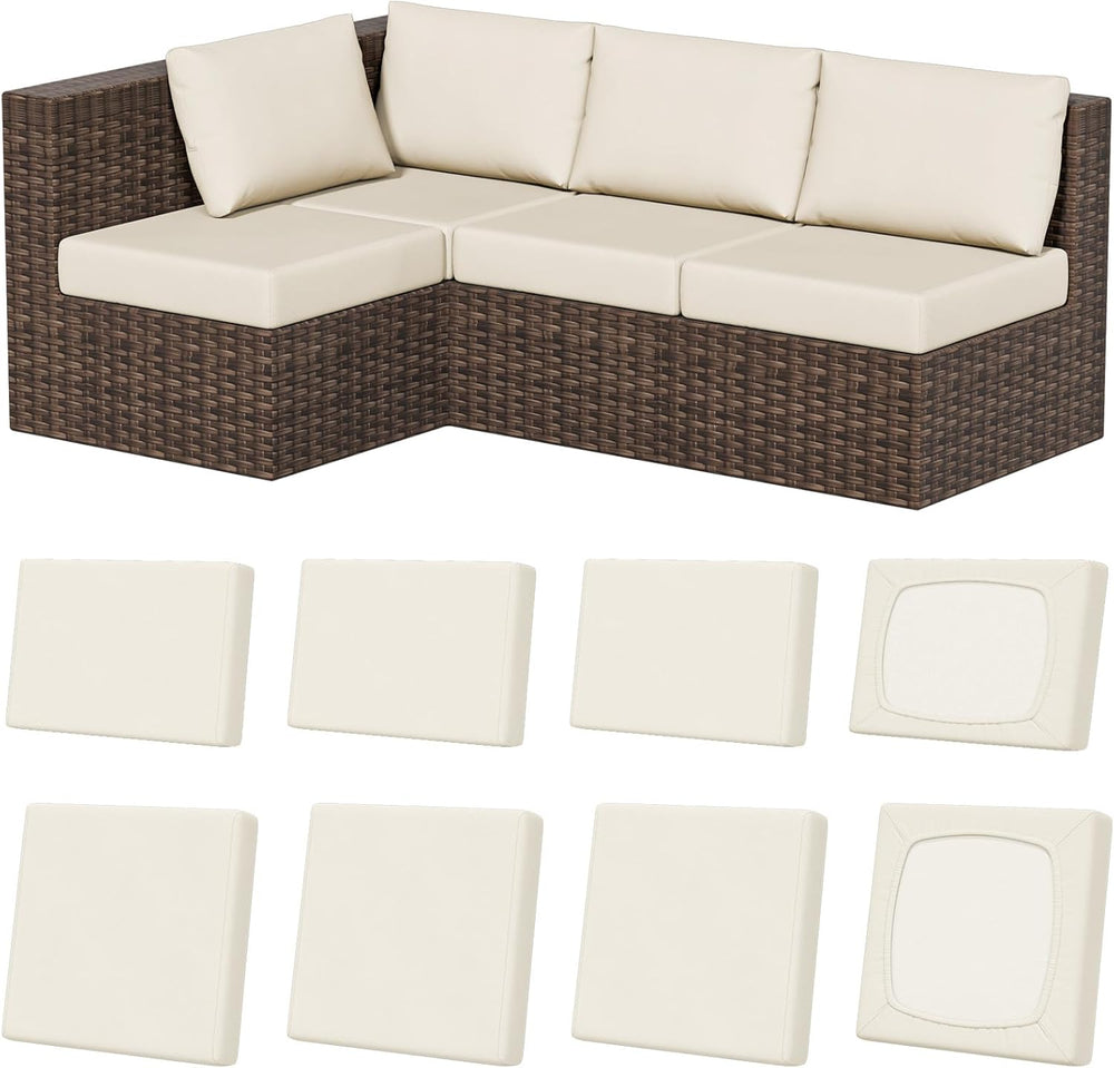 8Pcs Outdoor Cushion Covers, Stretch Patio Furniture Couch Chair Slipcovers
