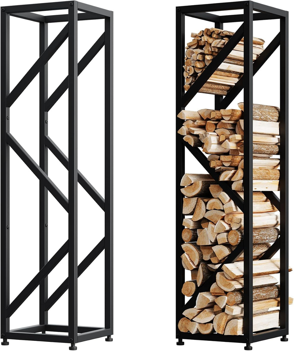 Firewood Rack Indoor 47 Inch Tall, 4-Tier Heavy-Duty Firewood Holder for Fire...
