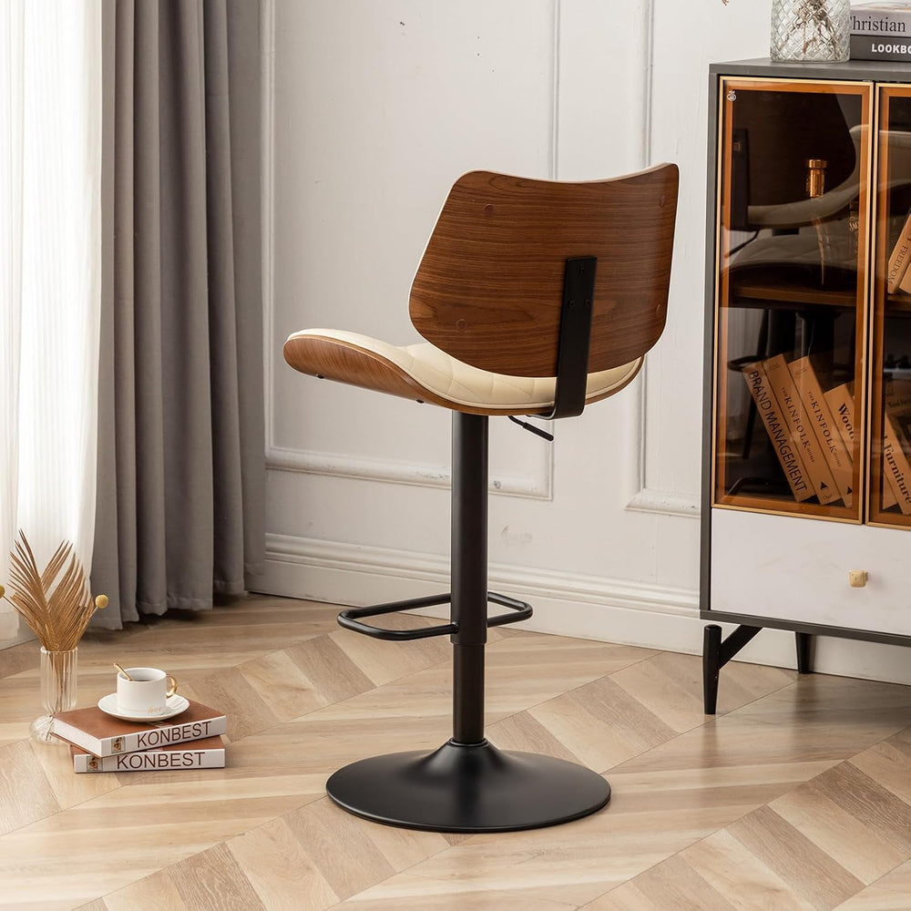 LUNLING Bar Stools Set of 2 Mid Century Modern Adjustable Counter Height Blac...