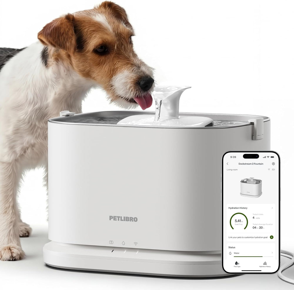 PETLIBRO Quiet Dog Water Fountain Stainless Steel Tray, Smart Pet Water Fount...