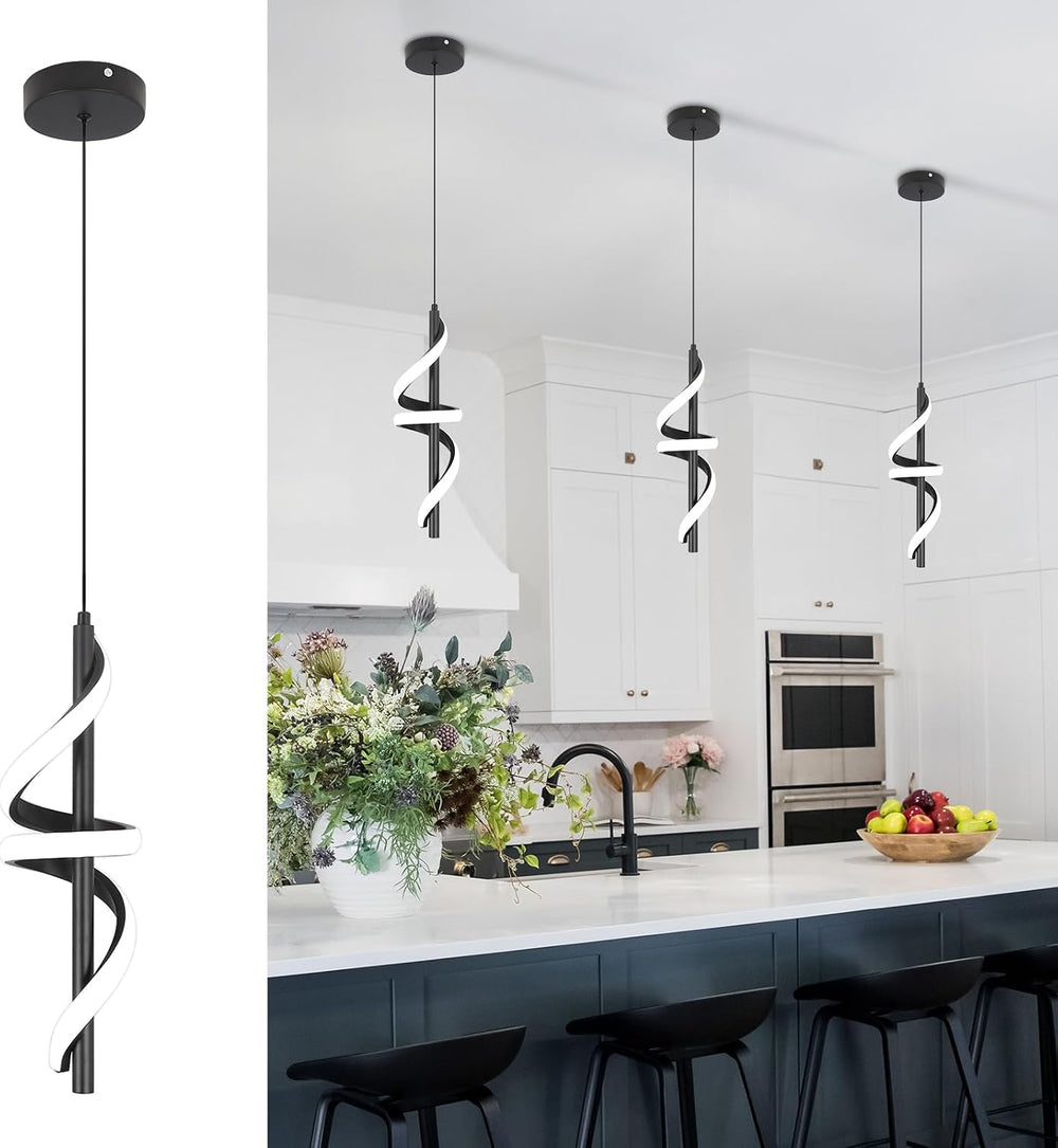 CANEOE Black Pendant Light Fixtures, Adjustable Modern Pendant Lights for Kit...