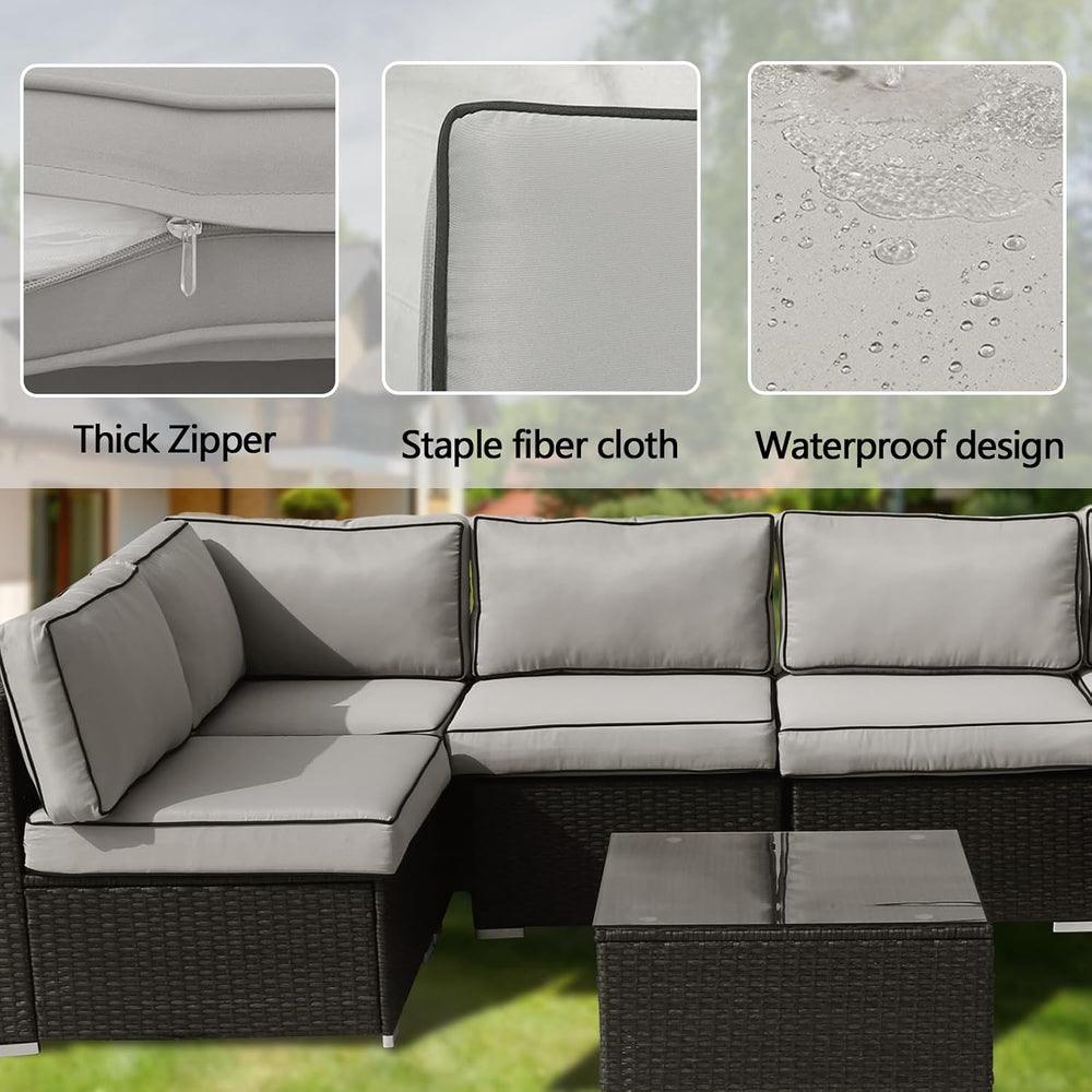 14Pieces Patio Cushion Covers Replacement Outdoor Couch Covers Splashproof UV...